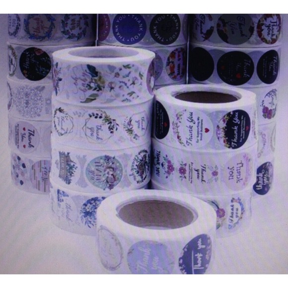 500 Pcs 1 inch Assorted Floral Thank You Stickers Round Sealing  & Shipping NIP - Picture 3 of 8